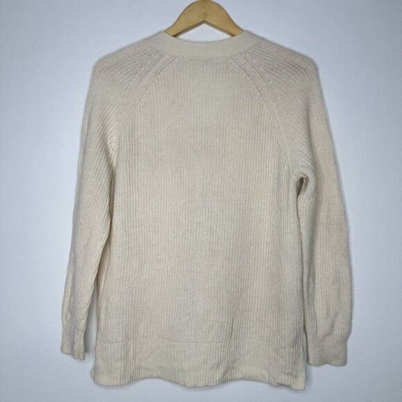 Madewell Ribbed Lyle Henley Pullover Knit Sweater Size M Cream ma741 - Picture 2 of 7